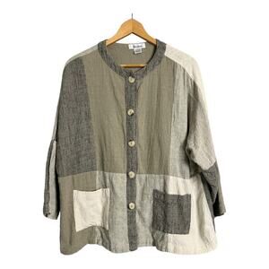 Sangham Cotton Jacket Colorblock Womens Blouse Shirt Top M Medium